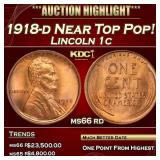 1918-d Lincoln Cent Near Top Pop! 1c ms66 rd SEGS
