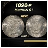 1898-p Morgan Dollar $1 Grades ms63+