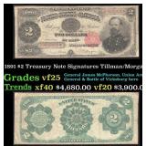 1891 Tillman/Morgan $2 Treasury Note Grades vf+