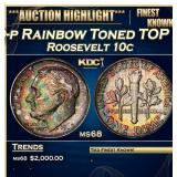 1960-p Roosevelt Dime Rainbow Toned TOP POP! 10c m