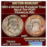 PCGS 1951-s Franklin Half Dollar Monster Rainbow T