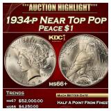 1934-p Peace Dollar Near Top Pop $1 ms66+ SEGS
