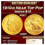1910-d Gold Indian Eagle Near Top Pop $10 ms66+ SE