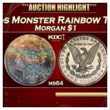 PCGS 1880-s Morgan Dollar Monster Rainbow Toned $1