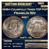 1949-p Franklin Half Dollar Colorfully Toned TOP P