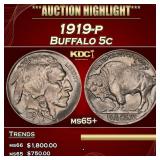 1919-p Buffalo Nickel 5c ms65+ SEGS