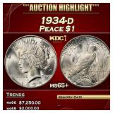 1934-d Peace Dollar $1 ms65+ SEGS