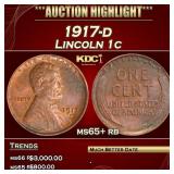 1917-d Lincoln Cent 1c ms65+ rb SEGS