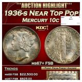 1936-s Mercury Dime Near Top Pop! 10c ms67+ FSB SE
