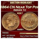 1864 CN Indian Cent Near Top Pop 1c ms66+ SEGS