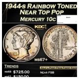 1944-s Mercury Dime Rainbow Toned Near Top Pop 10c