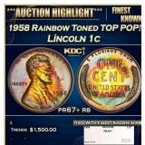 1958 Proof Lincoln Cent Rainbow Toned TOP POP! 1c