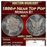 1886-p Morgan Dollar Near Top Pop $1 ms66+ DMPL SE