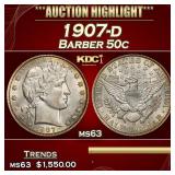 1907-d Barber Half Dollars 50c ms63 USCG