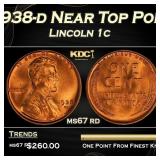 1938-d Lincoln Cent Near Top Pop 1c ms67 rd SEGS