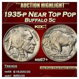 1935-p Buffalo Nickel Near Top Pop 5c ms67+ SEGS