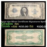 1923 $1 large size Silver Certificate Grades vf+ S