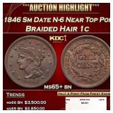 1846 Sm Date N-6 Braided Hair Large Cent Near Top