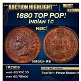 1880 Indian Cent TOP POP! 1c ms66+ rb SEGS