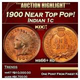 1900 Indian Cent Near Top Pop! 1c ms66+ rd SEGS