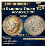 1960-d Roosevelt Dime Rainbow Toned TOP POP! 10c m