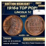 1916-s Lincoln Cent TOP POP! 1c ms66+ bn SEGS