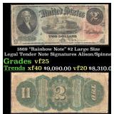 1869 Alison/Spinner $2 Large Size Legal Tender Not