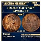 1918-d Lincoln Cent TOP POP! 1c ms66 rb SEGS