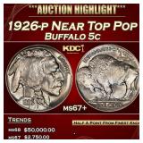 1926-p Buffalo Nickel Near Top Pop 5c ms67+ SEGS