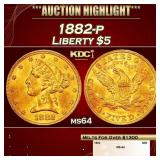 1882-p Gold Liberty Half Eagle $5 ms64 SEGS