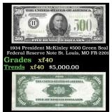 1934 FR-2201H $500 Green Seal Federal Reserve Note