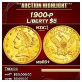 1900-p Gold Liberty Half Eagle $5 ms66+ SEGS