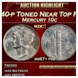 1940-p Mercury Dime Toned Near Top Pop 10c ms67+ f
