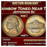 1941 Proof Jefferson Nickel Rainbow Toned Near Top