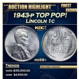 1943-p Lincoln Cent TOP POP! 1c ms68+ SEGS