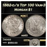 1882-o/s Top 100 Morgan Dollar Vam-3 $1 Grades ms6