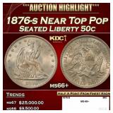 1876-s Seated Half Dollar Near Top Pop 50c ms66+ S