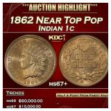 1862 Indian Cent Near Top Pop 1c ms67+ SEGS