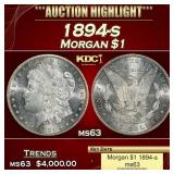 1886-p Morgan Dollar Rainbow Toned Near Top Pop $1