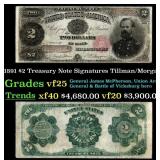 1891 Tillman/Morgan $2 Treasury Note Grades vf+
