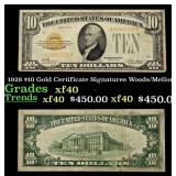 1928 $10 Gold Certificate Grades xf