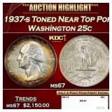 1937-s Washington Quarter Toned Near Top Pop 25c m