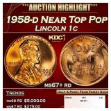 1958-d Lincoln Cent Near Top Pop 1c ms67+ rd SEGS