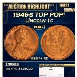 1946-s Lincoln Cent TOP POP! 1c ms67+ rd SEGS