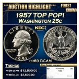 1957 Proof Washington Quarter TOP POP! 25c pr69 DC