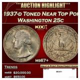 1937-d Washington Quarter Toned Near Top Pop 25c m