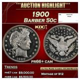 1900 Proof Barber Half Dollars 50c pr66+ cam SEGS