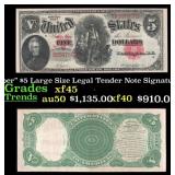 1907 $5 Large Size Legal Tender Note "WoodChopper"