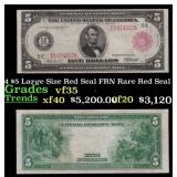 1914 $5 Large Size Red Seal FRN Rare Red Seal Grad