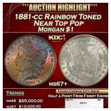 1881-cc Morgan Dollar Rainbow Toned Near Top Pop $